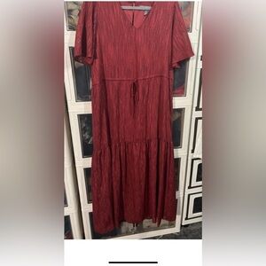 NWT Beautiful Women Dress Donna Ricco wine lace layered metallic Dress 10